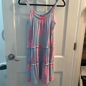 Lilly Pulitzer Gray and Pink Tiered Sundress